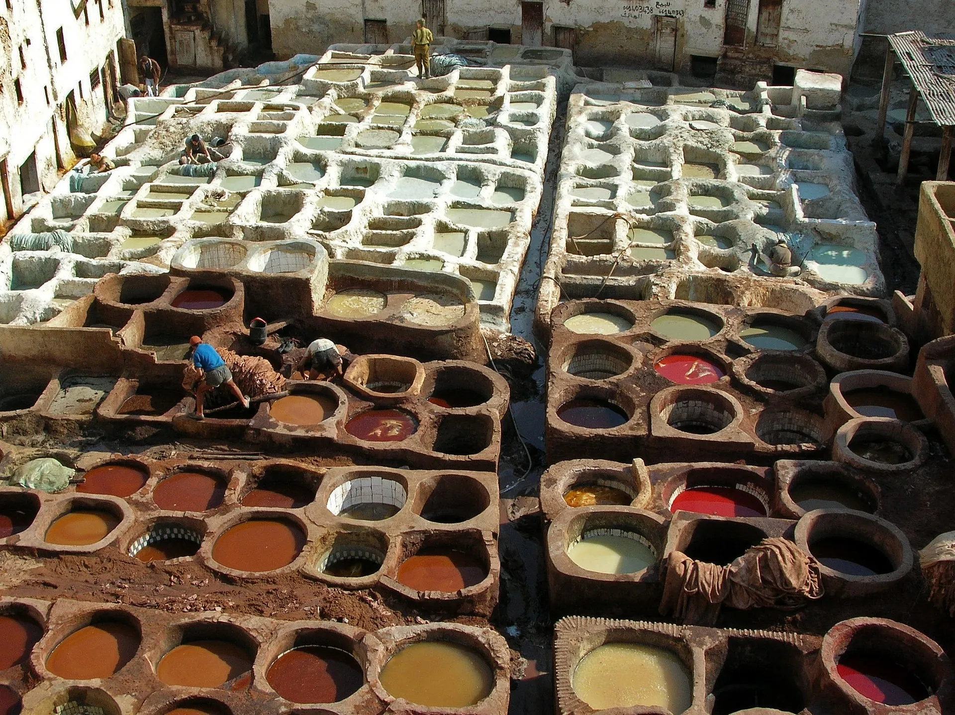 The coloured vats of the Fes tanneries