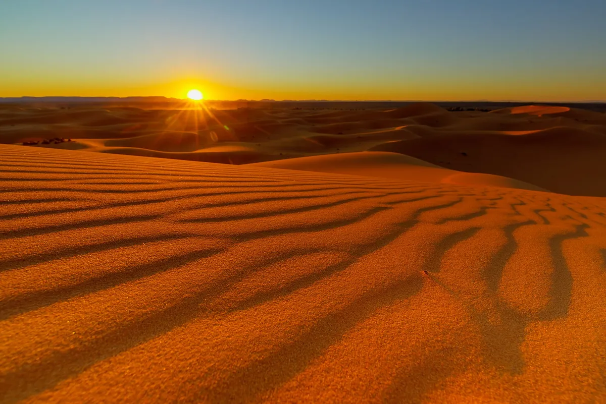 Erg Chebbi dunes in the sun