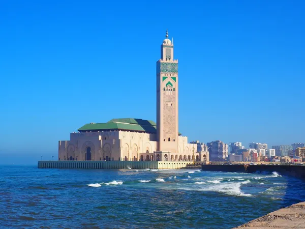 The Hassan II mosque by the ocean in Casablanca